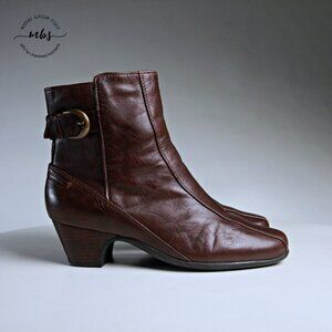 Clarks Artisan‎ Dara II Buckle Leather Ankle Boots Brown Women 9XW